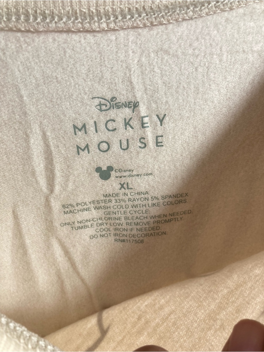 Disney Beige Mickey Outline Crewneck off the shoulder Sweatshirt xL - Picture 2 of 13
